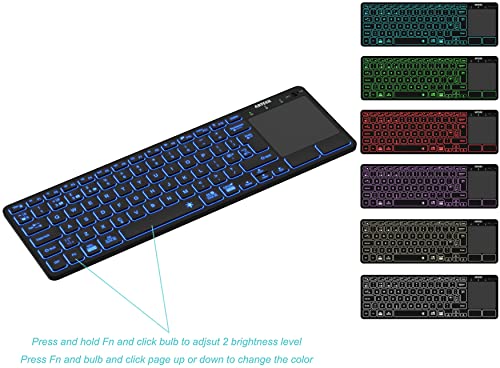 Arteck 7-Color Backlit Bluetooth TV Keyboard with Touchpad