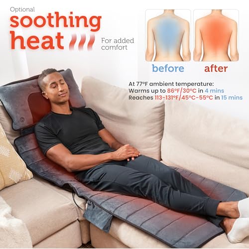 Comfier Massage Mat with Heat Pad, Full Body Shiatsu Massage Bed, Vibrating Motors, Heating Pads - Back Relief & Neck Massagers