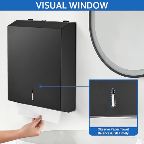 Modunful Wall Mount Paper Towel Dispenser - Large Capacity Stainless Steel, Commercial Hand Towel Holder for Bathrooms & Public Places