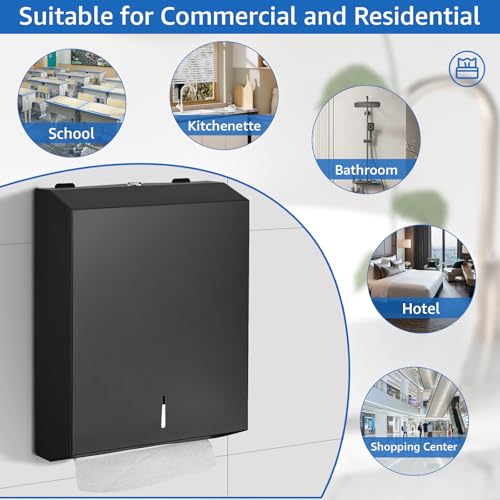 Modunful Wall Mount Paper Towel Dispenser - Large Capacity Stainless Steel, Commercial Hand Towel Holder for Bathrooms & Public Places