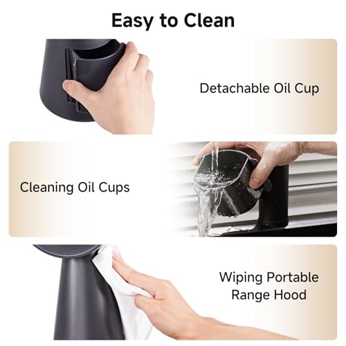 AAOBOSI Mini Desktop Cooker Hood Fan, 3 Wind Speeds, Washable Filter, Oil Cup, Portable Extractor for Kitchen, RV, BBQ