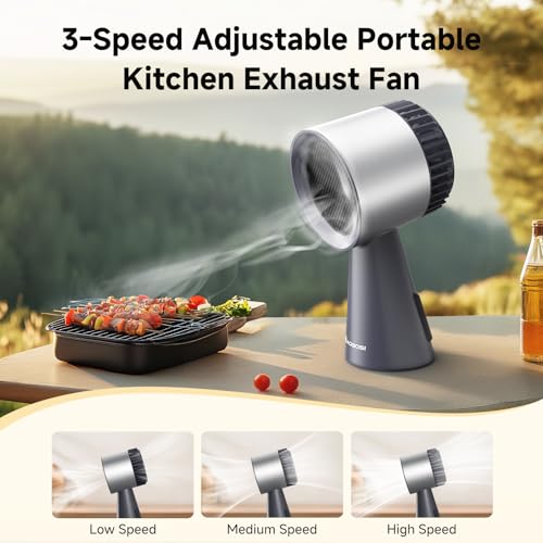 AAOBOSI Mini Desktop Cooker Hood Fan, 3 Wind Speeds, Washable Filter, Oil Cup, Portable Extractor for Kitchen, RV, BBQ