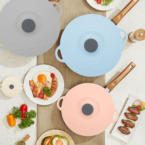 Silicone Suction Lids for Mugs, Bowls, Plates, Pots - Heat Resistant & Reusable - 5 Sizes