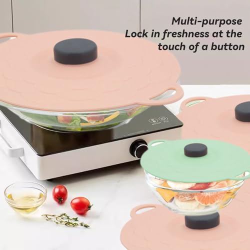 Silicone Suction Lids for Mugs, Bowls, Plates, Pots - Heat Resistant & Reusable - 5 Sizes