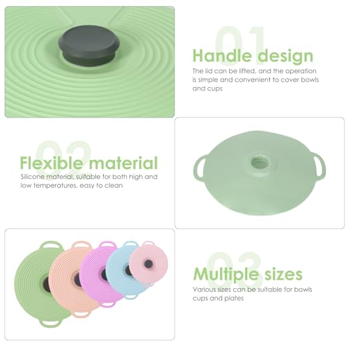 ZONJIE Silicone Lids Food Covers Set, Reusable Heat Resistant Microwave Covers for Bowls, Plates, Pans - Lock Tight Seal