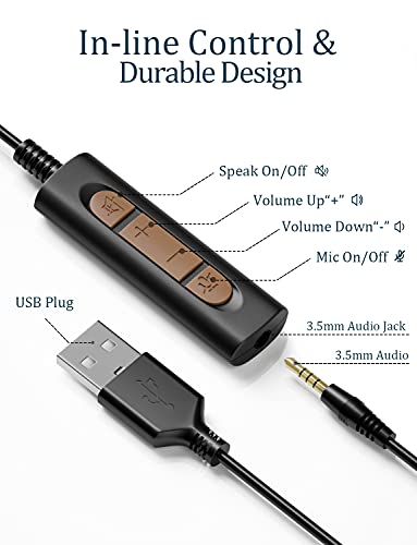 Brand USB Headset with Mic, Noise Cancelling, Stereo Sound, Audio Control - Ideal for PC, Skype, UC, Call Center