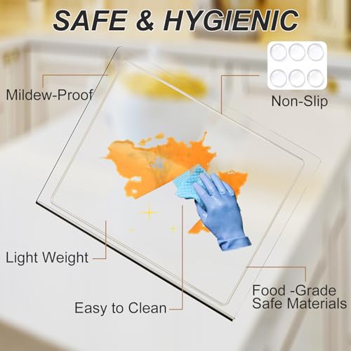 JJL Clear Acrylic Cutting Board 41x32 inch - Juice Groove, Lightweight, Hygienic - Ideal for Juicy Foods - Non-Slip, Easy to Clean