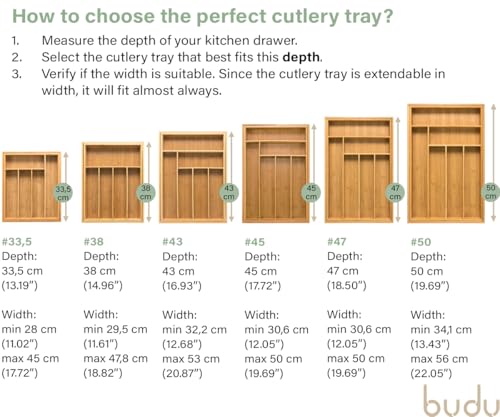 Budu Bamboo Cutlery Tray: Kitchen Drawer Organizer System