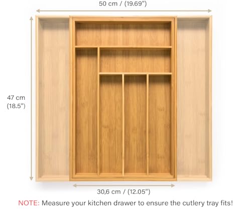 Budu Bamboo Cutlery Tray: Kitchen Drawer Organizer System