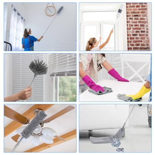 Bendable Washable Cobweb Duster w/ Extension Pole, 15-84 inch