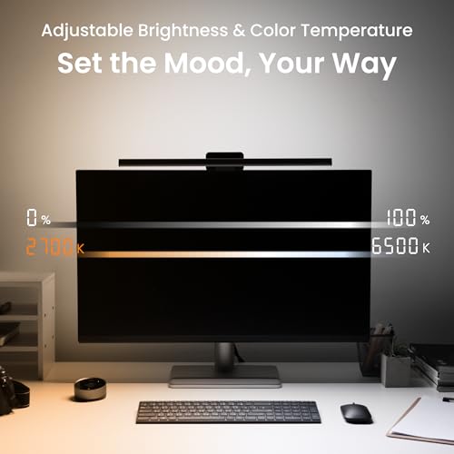 BenQ ScreenBar Halo 2 LED Monitor Light: Wireless, Adjustable Brightness, Eye-Care, No Glare, USB Powered
