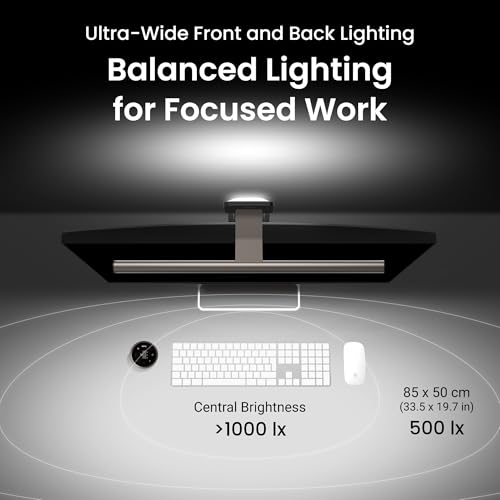 BenQ ScreenBar Halo 2 LED Monitor Light: Wireless, Adjustable Brightness, Eye-Care, No Glare, USB Powered