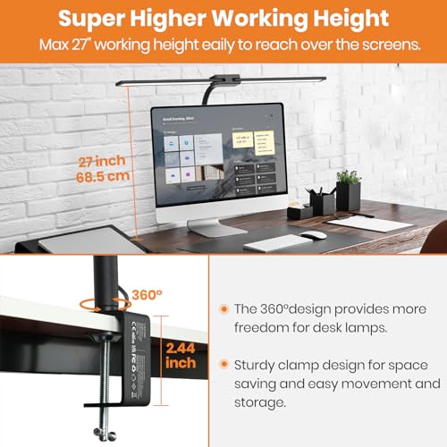 Lastar Architect Desk Lamp: Remote Control, 32.5" Double Head, Timer, 24W Bright Gooseneck for Home Office, Computer Reading