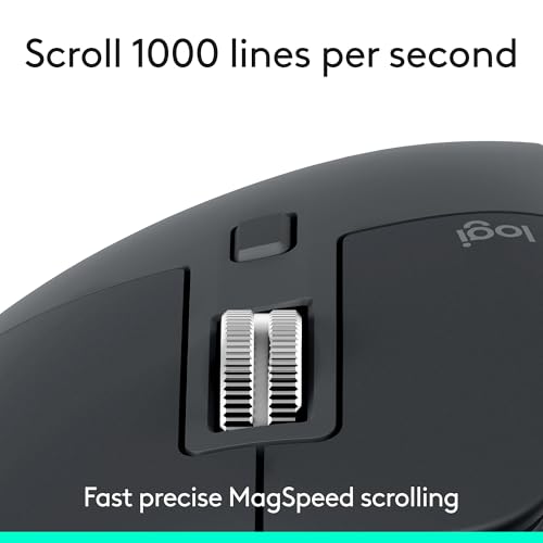 Logitech MX Master 3S Wireless Mouse: Ultra-Fast Scrolling, Ergonomic Design, 8K DPI, Silent Clicks - Dark Gray
