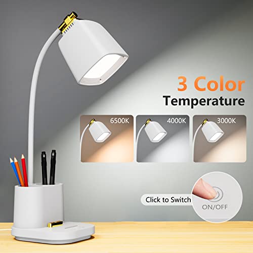GONDSILY LED Desk Lamp USB Port Touch Control 3 Color Modes, Stepless Dimming, Eye-Caring Table Lamp for Home, Office, Bedroom