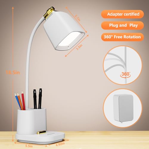 GONDSILY LED Desk Lamp USB Port Touch Control 3 Color Modes, Stepless Dimming, Eye-Caring Table Lamp for Home, Office, Bedroom