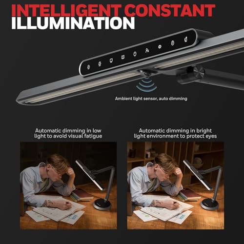 Honeywell Desk Lamp: H9 Sunturalux™ Eye-Caring LED, Dimmable, Timer, Auto-Sensing - Ideal for Home Office, Reading, Study