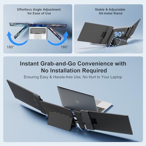 Laptop Screen Extender - Dual Monitor, 1080P FHD IPS Portable Display - Windows Mac Android - Fits 13-16.5 inch Laptops