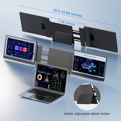 Laptop Screen Extender - Dual Monitor, 1080P FHD IPS Portable Display - Windows Mac Android - Fits 13-16.5 inch Laptops