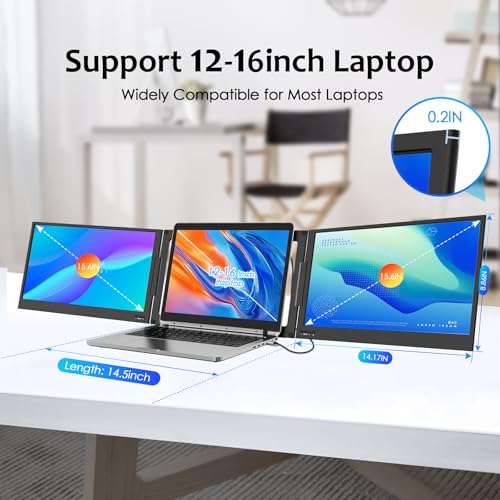 KPKUE 15.6 inch FHD Monitor Extender for Triple Screen Setup