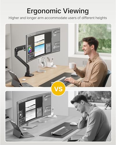 monTEK Heavy-Duty Monitor Arm: Ultra-Wide Curved Screen Mount