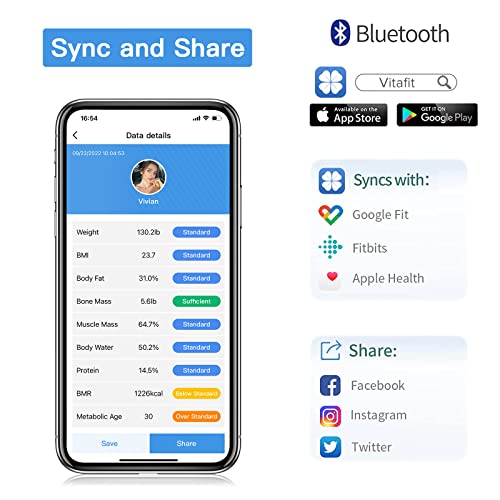 Homebuds Smart Body Fat Scale: Digital Bathroom Scale for Weight, BMI, Muscle, Water with App - Professional Body Composition Monitor