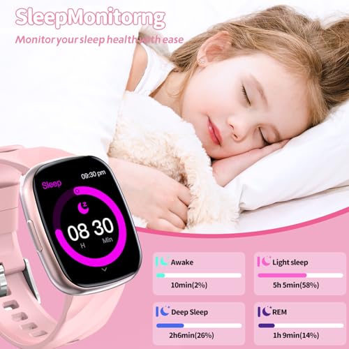 Ucani Kids Smart Watch: Fitness Tracker with 100 Sport Modes, Heart Rate, Sleep Tracker, Games for Girls Boys Teens, IP68 Waterproof