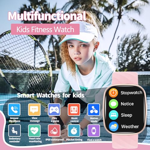 Ucani Kids Smart Watch: Fitness Tracker with 100 Sport Modes, Heart Rate, Sleep Tracker, Games for Girls Boys Teens, IP68 Waterproof