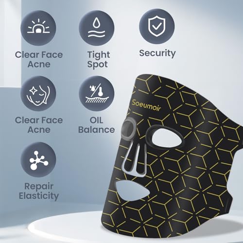 Skin Rejuvenation LED Face Mask: Acne & Fine Lines Reduction - 7 Light Modes - Remote Control - Professional Skincare