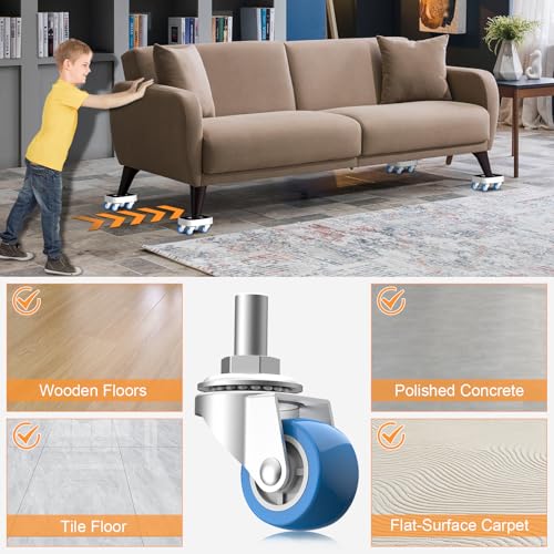 NIUXX Furniture Mover Wheels - Heavy Duty Lifter Sliders - 360° Rotating Transport Roller Dolly Set for Sofa, Bed, Cabinet - 350kg Load
