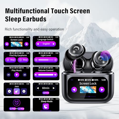 2025 Mini Sleep Wireless Earbuds, Smart Touch, Bluetooth 5.4, Noise Cancelling Mic, 48H Playtime, Hi-Fi Stereo, 5 EQ Modes, IP7 Waterproof, Black
