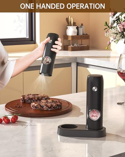CIRCLE JOY Electric Pepper Grinder Set, USB Rechargeable, Ceramic Grind, Adjustable Coarseness - Automatic Kitchen Grinder