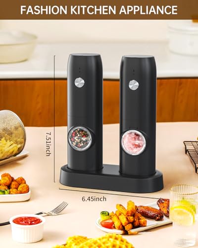 CIRCLE JOY Electric Pepper Grinder Set, USB Rechargeable, Ceramic Grind, Adjustable Coarseness - Automatic Kitchen Grinder