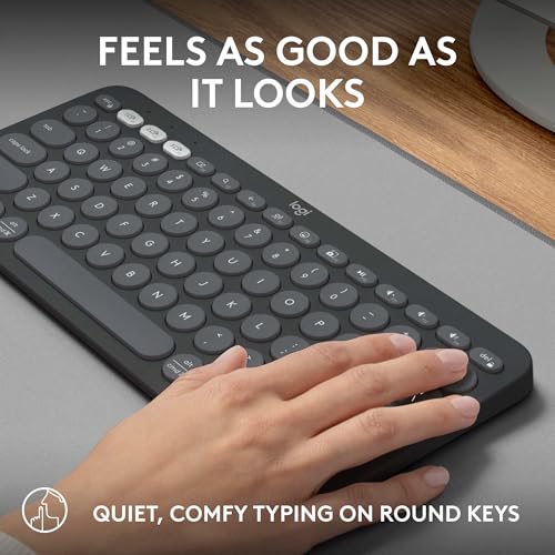 Logitech Pebble Keys 2 K380s Bluetooth Keyboard, Customizable Shortcuts, Slim & Portable, Easy-Switch, for Windows/macOS/iPadOS/Android, UK Layout