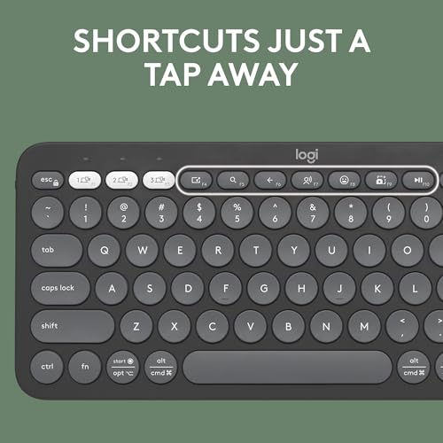 Logitech Pebble Keys 2 K380s Bluetooth Keyboard, Customizable Shortcuts, Slim & Portable, Easy-Switch, for Windows/macOS/iPadOS/Android, UK Layout