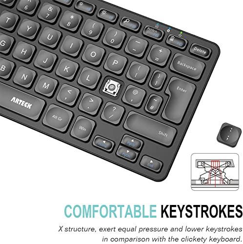 Arteck Bluetooth Keyboard: Ultra Slim Multi-Device Wireless with Media Hotkeys for Windows iOS Android Desktop Tablet