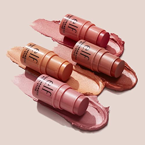 e.l.f. Monochromatic Multi Stick for Eyes, Lips & Cheeks, Glimmering Guava, Creamy & Blendable Makeup Stick