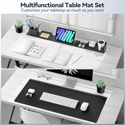 KDD Desk Pad Mat Set with Magnetic Storage - Phone/Tablet Stand, Cup/Card/Pen Holder - Home Office Accessories