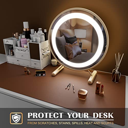 K KNODEL Large Leather Desk Mat - Mouse & Keyboard Pad - Desktop Protector - Writing Blotter - Brown, 80x40cm