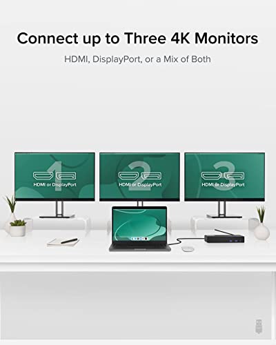 Plugable 12-in-1 USB C Dock: Triple 4K Monitors, Mac/Windows Compatible