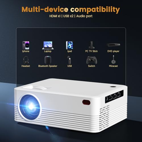 Osikem Mini Portable Smart Projector, WiFi, Bluetooth, 1080P Full HD, 300 ANSI, Smartphone HDMI, USB, Keystone, 200 inch