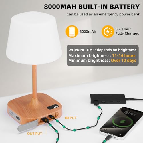 Portable Rechargeable Bedside Lamp, Dimmable LED Night Light with USB Charging - Ideal for Bedroom, Bathroom, Camping