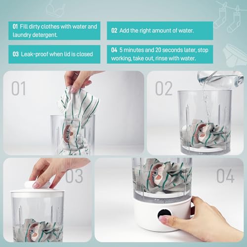 Portable Mini Washer | Rechargeable 1L | Deep Clean Socks, Baby Clothes | Lightweight, Compact | For Apartment, Dorm, Travel