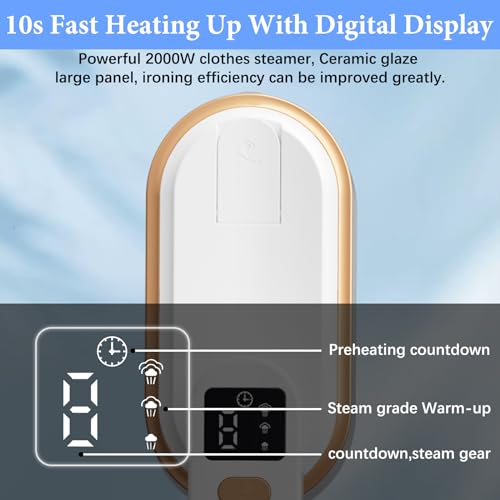 Travel Steamer with LCD Screen, Fast Heat-up 2000W, Portable Handheld Clothes Steamer