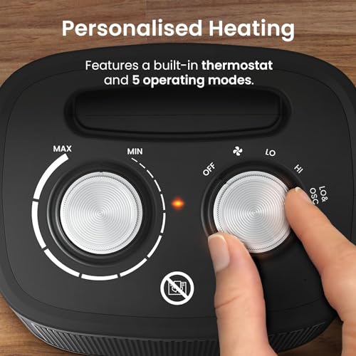 Pro Breeze Mini Ceramic Fan Heater - 2 Heat Settings, Fan Mode - Overheat Protection - Electric Heater for Home, Office (Black)