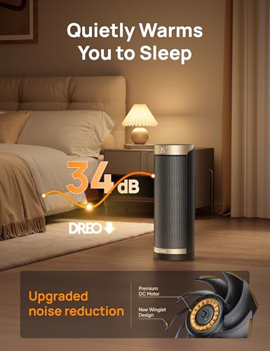 Dreo Electric Heater: Silent Ceramic, 70° Oscillation, Energy Efficient, 3-Mode, 3-Speed, Timer