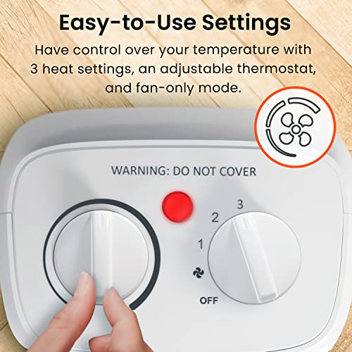 Pro Breeze Mini Ceramic Fan Heater - 3 Heat Settings, Fan Mode, Overheat Protection - Ideal for Home, Office