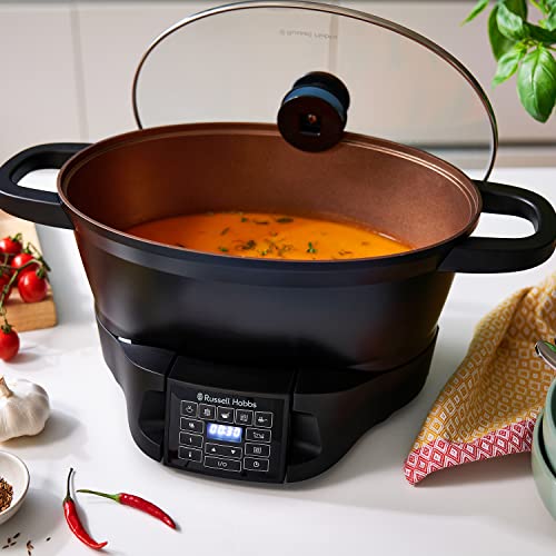 Russell Hobbs Multicooker - 8 Functions: Sear, Slow Cook, Steam, Boil - 6.5L, Glass Lid, Dishwasher Safe - 750W
