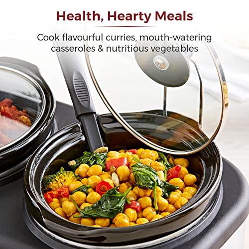 Tower Three Pot Slow Cooker, Independent Temp Controls, Keep Warm, 1.5L Each, Stainless Steel