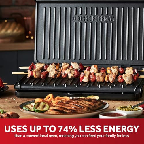 George Foreman Electric Fit Grill: Non-Stick Healthy Griddle Panini BBQ - Black, 2400W